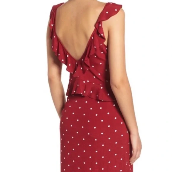 NWOT Leith red ruffle polka dot tie crop top Italian riviera retro vintage - Picture 4 of 12